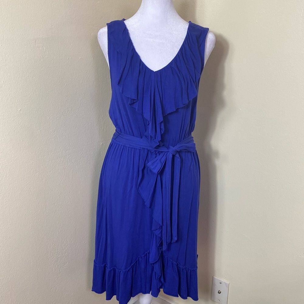 Elle Blue Sleeveless V-neck Dress